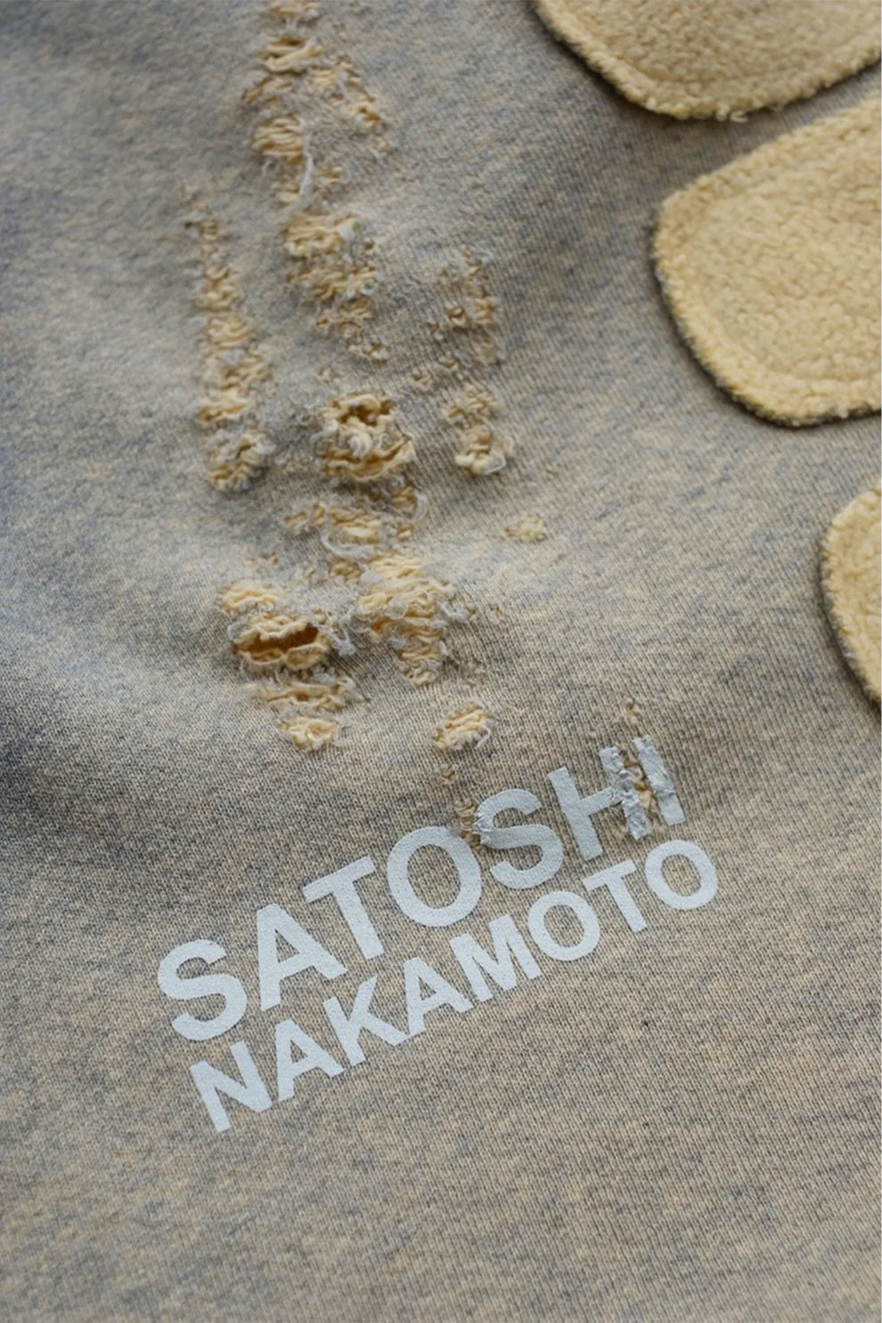 Satoshi Nakamoto Destroyed Patchwork Moto Shorts (Grey)