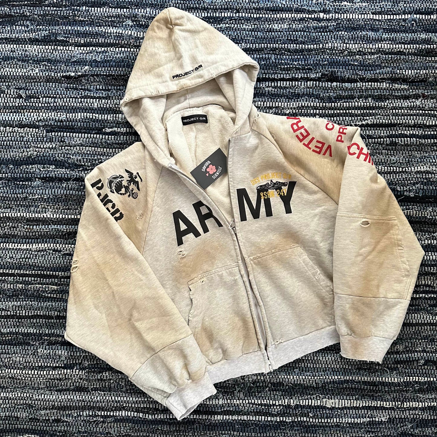 Project G/R Reconstructed Folded Army Zip Hoodie