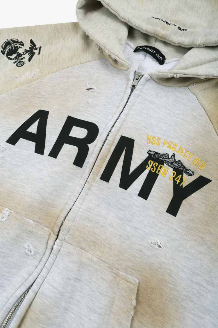 Project G/R Reconstructed Folded Army Zip Hoodie