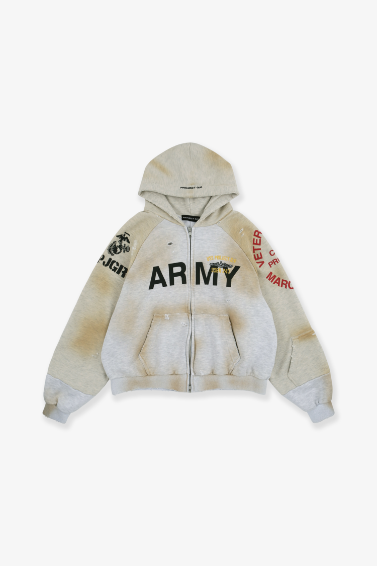 Project G/R Reconstructed Folded Army Zip Hoodie – Sakura Clientele Project G/R Reconstructed Folded Army Zip Hoodie – Sakura Clientele