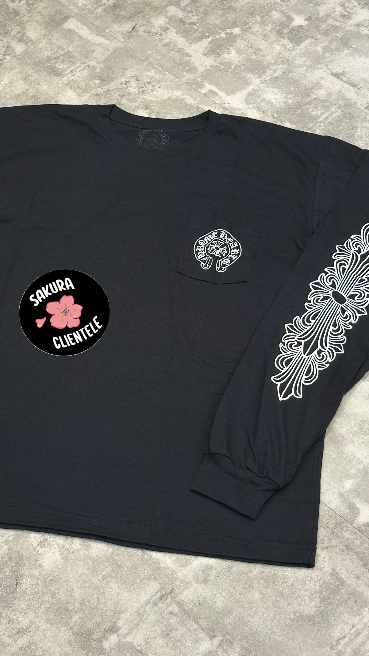 Chrome Hearts Taipei Exclusive Floral Long Sleeve Tee Shirt (Black)